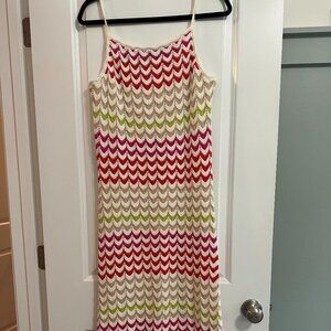 Rachel Zoe Crochet Maxi Dress Womens M Zig Zag Colorful Festival Beach